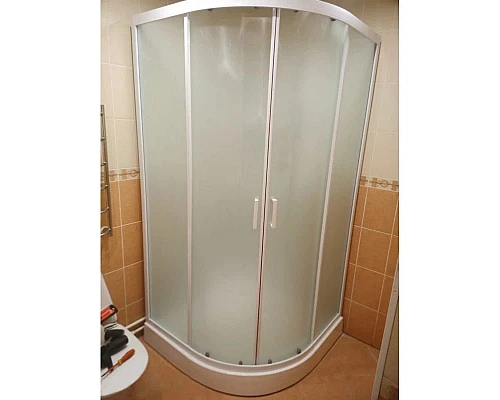 Купить Душевая кабина 100x100x215 см Frank F400 М White 20007 текстурное стекло в магазине сантехники Santeh-Crystal.ru