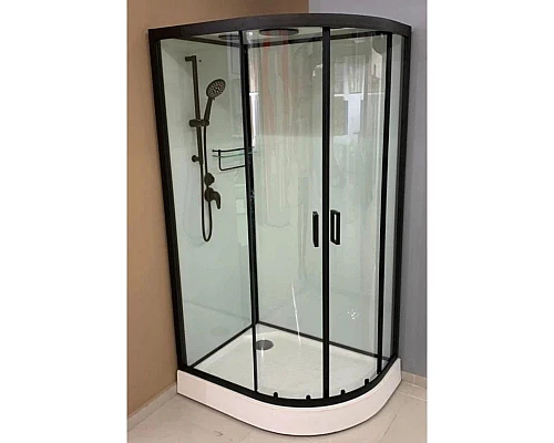 Купить Душевая кабина 100x80x220 см Frank F418L М Black 20050 текстурное стекло в магазине сантехники Santeh-Crystal.ru