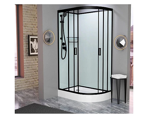 Купить Душевая кабина 110x80x215 см Frank F411L Black 114004 прозрачное в магазине сантехники Santeh-Crystal.ru