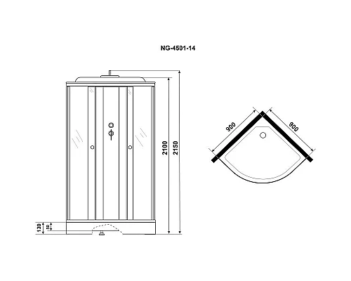 Купить Душевая кабина 90х90х215 см Niagara E90/13/TN тонированное в магазине сантехники Santeh-Crystal.ru