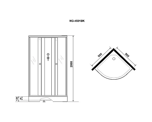 Заказать Душевая кабина 90х90х200 см Niagara E90/13/TN/BK тонированное в магазине сантехники Santeh-Crystal.ru