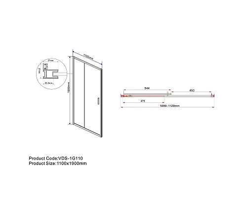 Душевая дверь 110 см Vincea Garda VDS-1G110CL прозрачное
