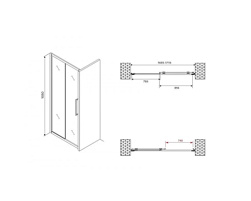 Заказать Душевая дверь 170 см Abber Schwarzer Diamant AG30170BMH матовое в магазине сантехники Santeh-Crystal.ru