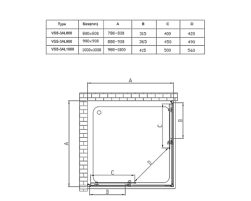 Душевой уголок 100x100 см Vincea Alpha VSS-3AL100MT текстурное