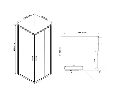 Душевой уголок 100x100 см Vincea Garda VSS-1G100CL прозрачное