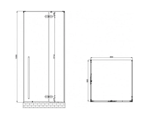 Купить Душевой уголок 89,4х88,5 см Abber Eins AG06099B прозрачное в магазине сантехники Santeh-Crystal.ru