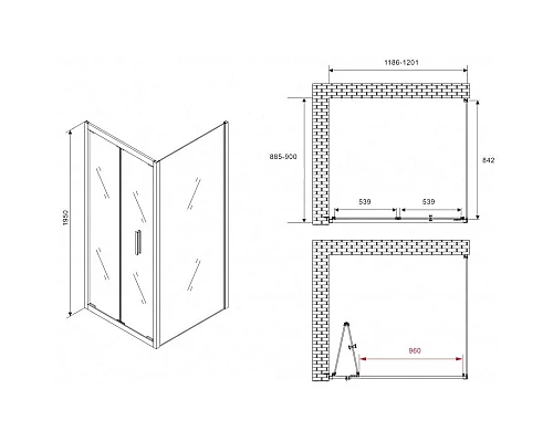 Купить Душевой уголок 120х90 см Abber Sonnenstrand AG07120B-S90B прозрачное в магазине сантехники Santeh-Crystal.ru