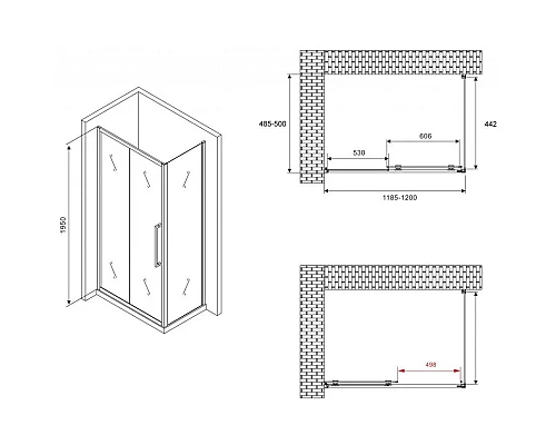 Приобрести Душевой уголок 120х50 см Abber Schwarzer Diamant AG30120MH-S50M матовое в магазине сантехники Santeh-Crystal.ru