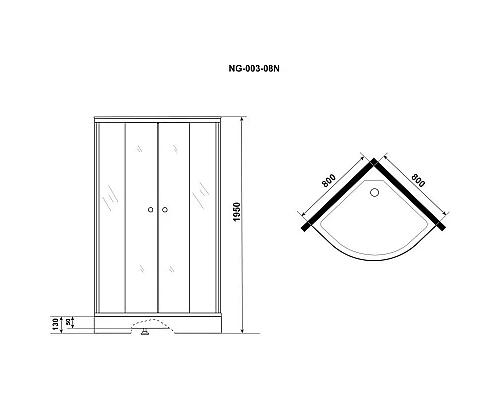 Купить Душевой уголок с поддоном 80х80х195 см Niagara NG-003-14 матовое в магазине сантехники Santeh-Crystal.ru