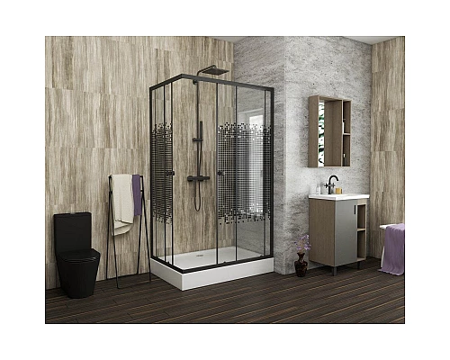 Заказать Душевой уголок с поддоном 100х80х195 см Niagara NG-018-14QBLACK интимато в магазине сантехники Santeh-Crystal.ru