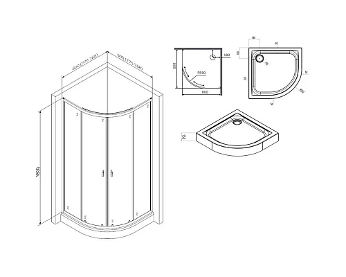 Купить Душевой уголок с поддоном 80х80 см Am.Pm X-Joy W88E-205-080BT64 прозрачное в магазине сантехники Santeh-Crystal.ru