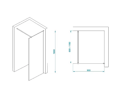 Приобрести Неподвижная перегородка 90 см RGW WA-002G Walk-in 35100209-16 прозрачное в магазине сантехники Santeh-Crystal.ru