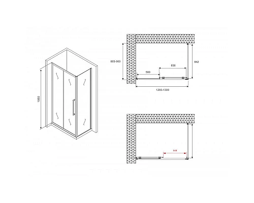 Приобрести Душевой уголок 130х90 см Abber Schwarzer Diamant AG30130BMH-S90BM матовое в магазине сантехники Santeh-Crystal.ru