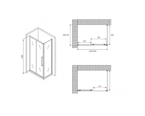 Купить Душевой уголок 140х70 см Abber Schwarzer Diamant AG30140BMH-S70BM матовое в магазине сантехники Santeh-Crystal.ru