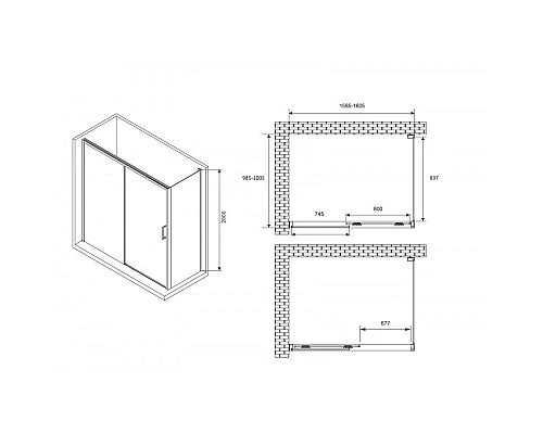 Купить Душевой уголок 160х100 см Abber Komfort AG93160-S102 прозрачное в магазине сантехники Santeh-Crystal.ru