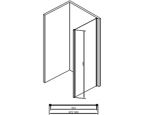 Купить Неподвижная перегородка 89,5 см Abber Schwarzer Diamant AG90BS прозрачное в магазине сантехники Santeh-Crystal.ru