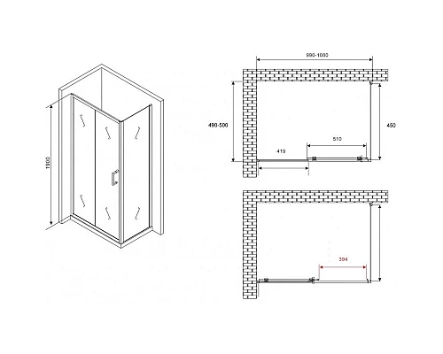 Заказать Боковая стенка 50 см Abber Schwarzer Diamant S505 прозрачное в магазине сантехники Santeh-Crystal.ru