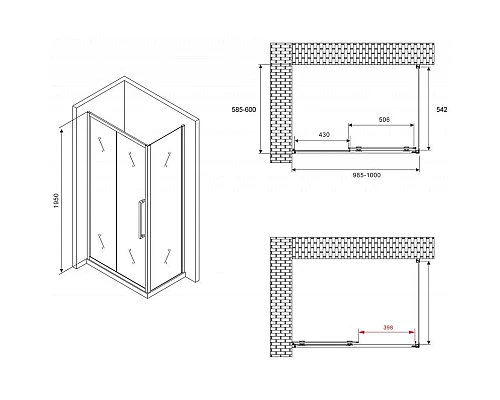 Заказать Боковая стенка 60 см Abber Schwarzer Diamant S60 прозрачное в магазине сантехники Santeh-Crystal.ru