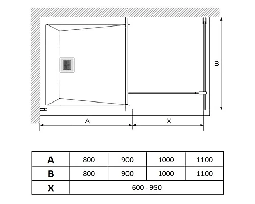 Заказать Неподвижная перегородка 110 см Paini PAINI-WalkIN110C прозрачное в магазине сантехники Santeh-Crystal.ru