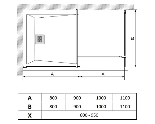 Приобрести Неподвижная перегородка 110 см Paini PAINI-WalkIN110G прозрачное в магазине сантехники Santeh-Crystal.ru