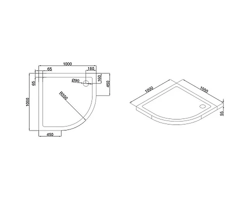 Приобрести Акриловый поддон 100x100 см Black & White Stellar Wind 10QC000 в магазине сантехники Santeh-Crystal.ru