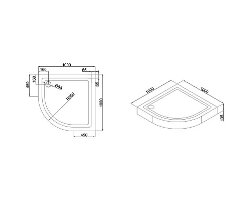 Приобрести Акриловый поддон 100x100 см Black & White Stellar Wind 10HQ000 в магазине сантехники Santeh-Crystal.ru