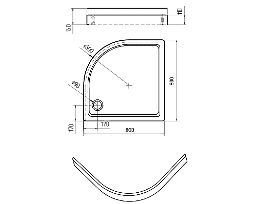 Приобрести Акриловый поддон 80x80 см Aquatek DPA-0000007 в магазине сантехники Santeh-Crystal.ru