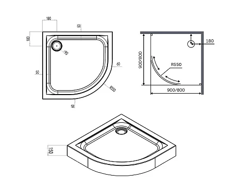 Заказать Акриловый поддон 80x80 см Am.Pm X-Joy W88T-205-080W64 в магазине сантехники Santeh-Crystal.ru