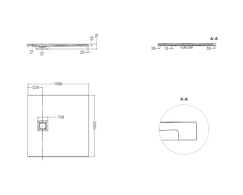 Купить Душевой поддон из литьевого мрамора 100x100 см Salini S-Stone Oasi 120324M в магазине сантехники Santeh-Crystal.ru