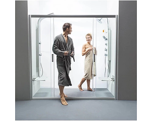 Купить Душевые раздвижные двери Ravak Rapier NRDP4 140 сатин Transparent 0ONM0U00Z1 в магазине сантехники Santeh-Crystal.ru