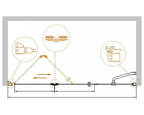 Купить Душевая дверь складная Cezares Elena 150 см текстурное стекло ELENA-W-BS-13-60+45/45-P-Cr-L в магазине сантехники Santeh-Crystal.ru