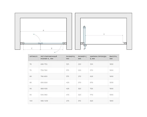 Купить Душевая дверь 100 см Vegas Glass GPS 100 09 01 прозрачное в магазине сантехники Santeh-Crystal.ru