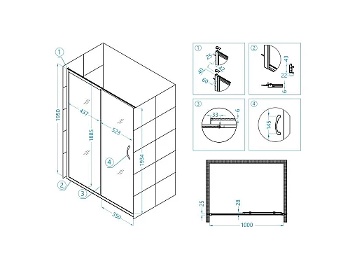 Купить Душевая дверь 100 см RGW PA-12 Passage 01081210-11 прозрачное в магазине сантехники Santeh-Crystal.ru