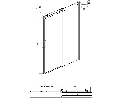 Заказать Душевая дверь 130 см Ambassador Benefit 19022202HBB тонированное в магазине сантехники Santeh-Crystal.ru