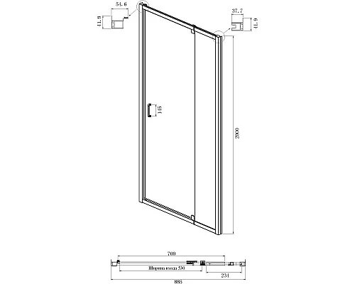 Купить Душевая дверь 90 см Ambassador Elysium 111021103KX прозрачное в магазине сантехники Santeh-Crystal.ru