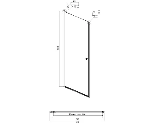 Купить Душевая дверь 100 см Ambassador Elysium 111011111CX прозрачное в магазине сантехники Santeh-Crystal.ru