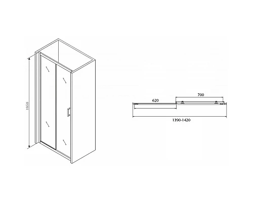 Приобрести Душевая дверь 140 см Abber Schwarzer Diamant AG30140B прозрачное в магазине сантехники Santeh-Crystal.ru