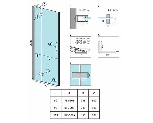 Заказать Душевая дверь 100 см Rea Hugo REA-K8413 прозрачное в магазине сантехники Santeh-Crystal.ru