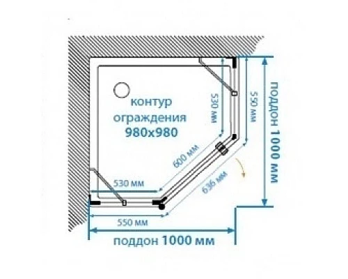 Заказать Душевой уголок 98х98 см Акватон Lax FES L 1AX023SSXX000 прозрачное в магазине сантехники Santeh-Crystal.ru