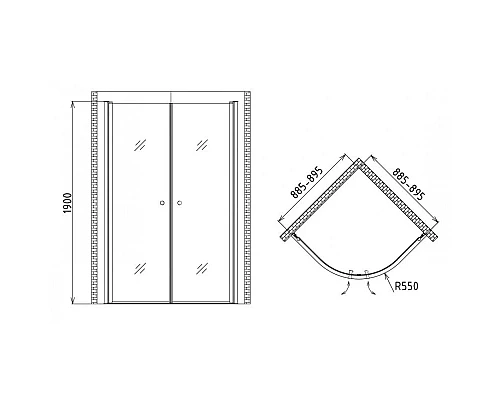 Приобрести Душевой уголок 90х90 см Gemy New Rockcoco S03072B прозрачное в магазине сантехники Santeh-Crystal.ru