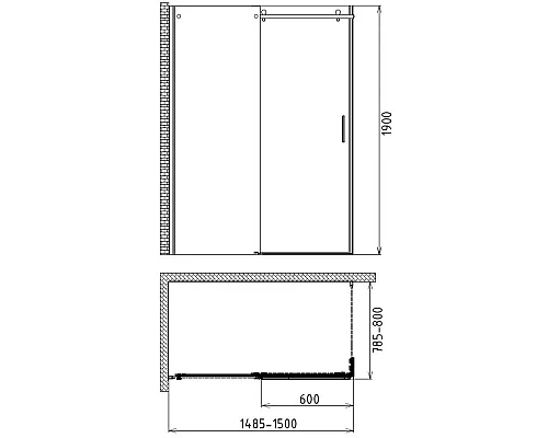 Приобрести Душевой уголок 150х80 см Gemy Modern Gent S25191B-A6-80 прозрачное в магазине сантехники Santeh-Crystal.ru