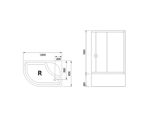 Купить Душевой уголок с поддоном 120х80 см Royal Bath RB8120BK-T-CH-R прозрачное в магазине сантехники Santeh-Crystal.ru