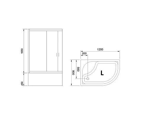 Приобрести Душевой уголок с поддоном 120х80 см Royal Bath RB8120BK-T-CH-L прозрачное в магазине сантехники Santeh-Crystal.ru