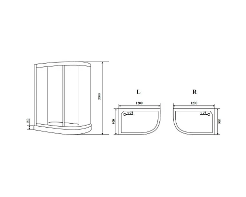 Купить Душевой уголок с поддоном 120x80 см Timo BY-549 R прозрачное в магазине сантехники Santeh-Crystal.ru