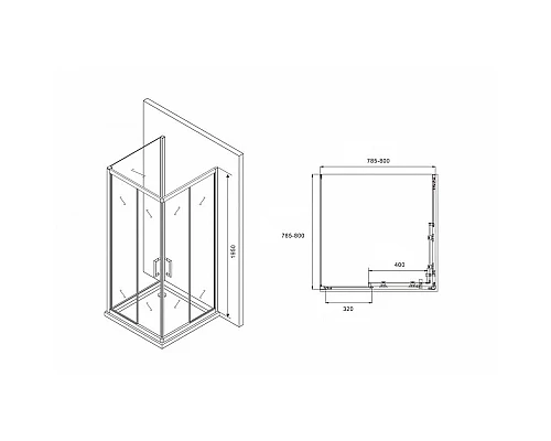Купить Душевой уголок 80х80 см Abber Schwarzer Diamant AG02080B-S80B прозрачное в магазине сантехники Santeh-Crystal.ru