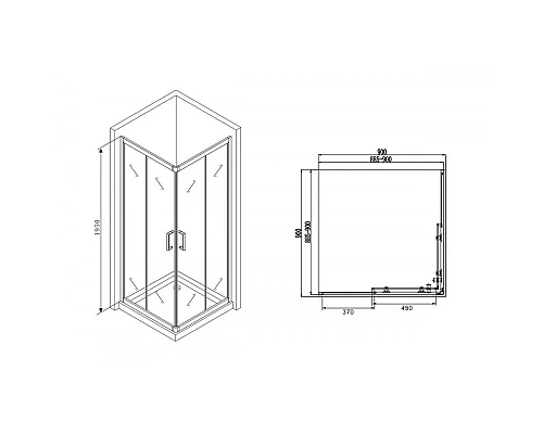 Купить Душевой уголок 90х90 см Abber Schwarzer Diamant AG02090B прозрачное в магазине сантехники Santeh-Crystal.ru