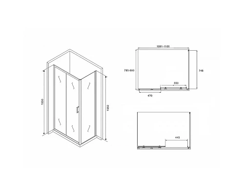 Заказать Душевой уголок 110х80 см Abber Schwarzer Diamant AG30110B-S80B прозрачное в магазине сантехники Santeh-Crystal.ru