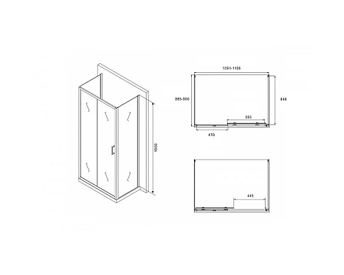 Приобрести Душевой уголок 110х90 см Abber Schwarzer Diamant AG30110B-S90B-S90B прозрачное в магазине сантехники Santeh-Crystal.ru