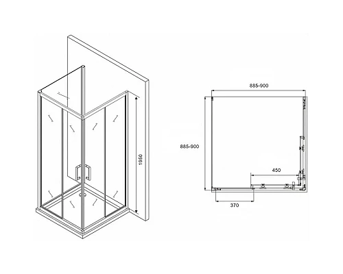 Приобрести Душевой уголок 90х90 см Abber Schwarzer Diamant AG02090B-S90B прозрачное в магазине сантехники Santeh-Crystal.ru
