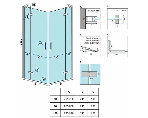 Заказать Душевой уголок 78х78 см Rea Hugo REA-K6608 прозрачное в магазине сантехники Santeh-Crystal.ru